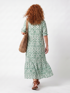 Ilara | Sukienka Midi z Dekoltem w Serek i Frędzlami