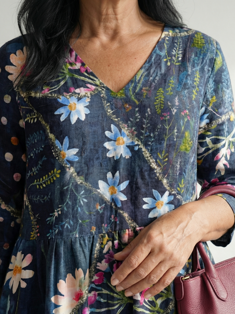 Zane | Łatwa Sukienka Midi w Kwiaty