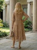 Arlo | Sukienka midi w groszki z falbanami, krótki rękaw