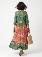 Sloane | Sukienka midi z dekoltem w serek i kieszeniami w różnorodne wzory