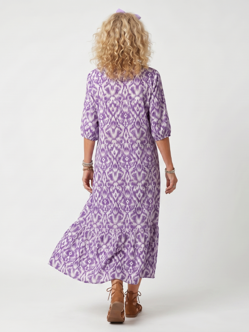 Penelope | Midi sukienka z nadrukiem i frędzlami