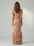 Vianne | Del dress maxi z delikatnym wysokim dekoltem