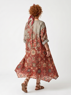 Saffron | Midi sukienka z luźnym krojem i kieszeniami w mieszane wzory