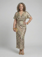 Coralie | Sukienka midi z dekoltem w serek i skręconym pasem