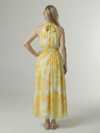 Sylin | Midi Sukienka z Halterem i Marszczeniem