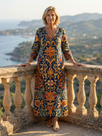 Elise | Czysta, ozdobna sukienka midi w kwiaty