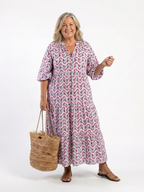 Mireya | Sukienka midi z długim rękawem w geometryczny wzór