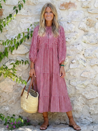 Arlette | Sukienka midi z długim rękawem w geometryczny wzór