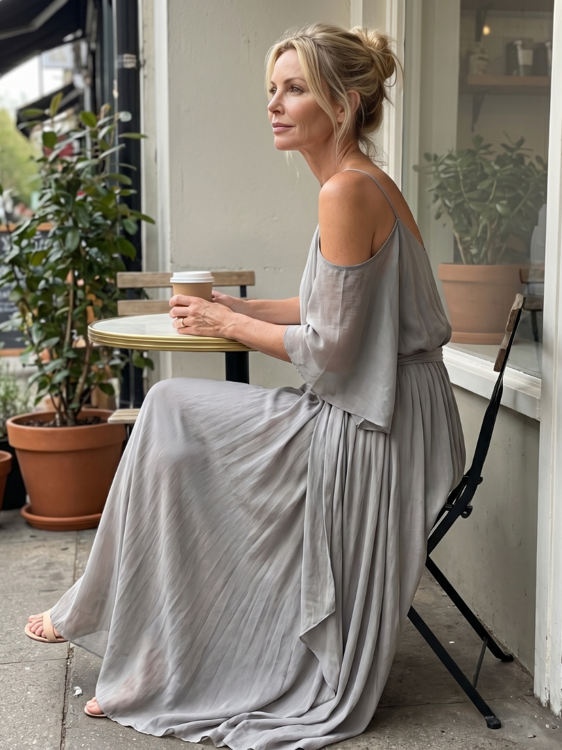 Marisol | Warstwowy top z odkrytymi ramionami i szerokimi spodniami