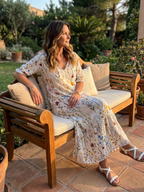 Sylvie | Sukienka midi z nadrukiem botanicznym i frędzlami