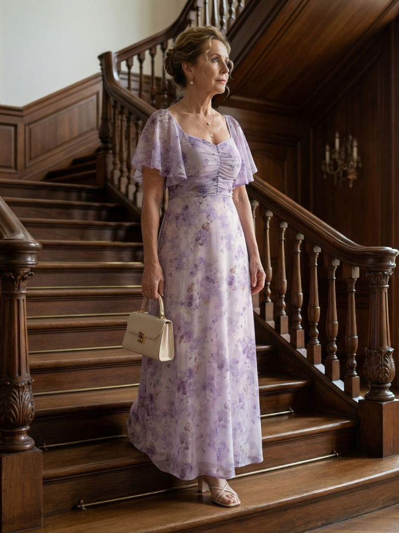 Vaelis | Sukienka midi z falbanami na rękawach