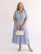 Dakota | Sukienka midi z krótkim rękawem w paski