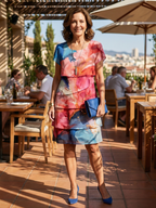 Mira | Sukienka do kolan w marmurkowy wzór