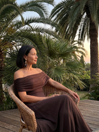 Czerwiec | Sukienka Midi z Odkrytymi Ramionami