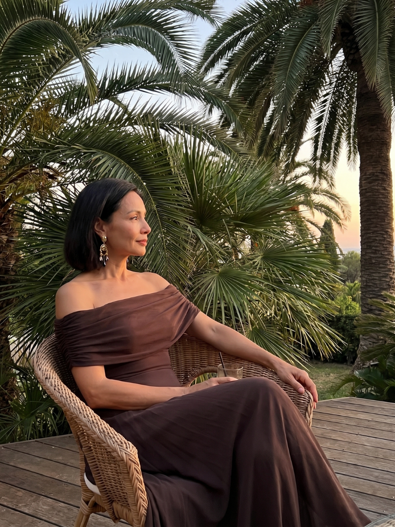 Czerwiec | Sukienka Midi z Odkrytymi Ramionami