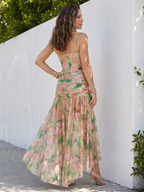 Marigold | Midi Sukienka z Przezroczystą Narzutką na Ramiączkach