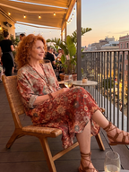 Saffron | Midi sukienka z luźnym krojem i kieszeniami w mieszane wzory