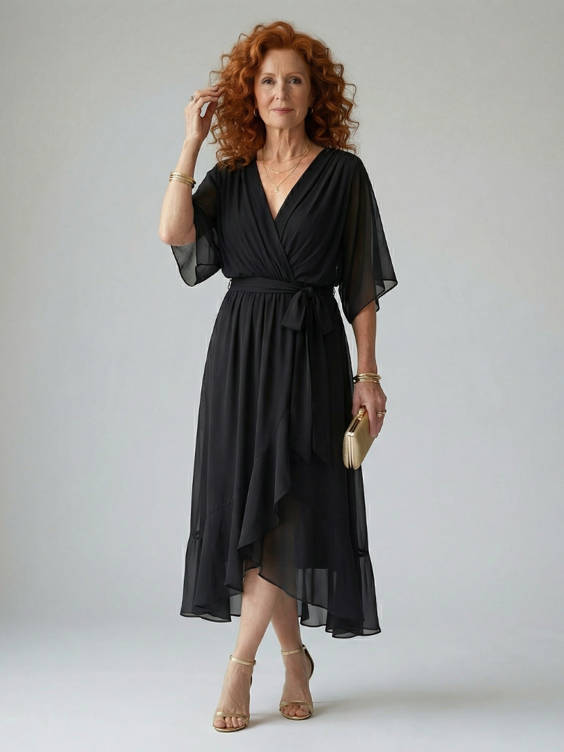 Elric | Midi Sukienka z Drapowaniem