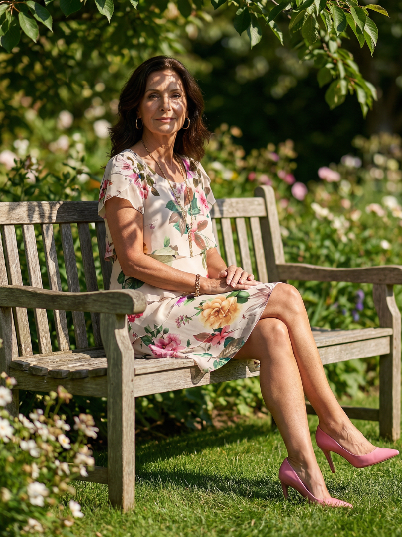 Silas | Elegancka sukienka do kolan w kwiaty