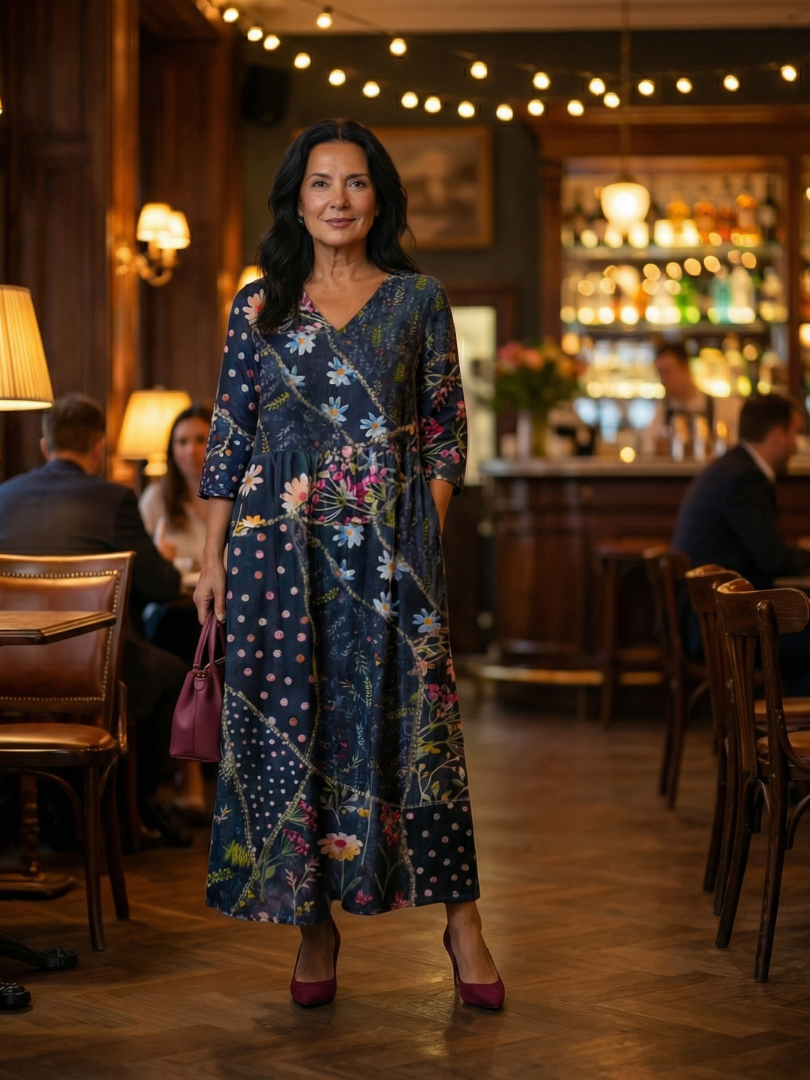 Zane | Łatwa Sukienka Midi w Kwiaty