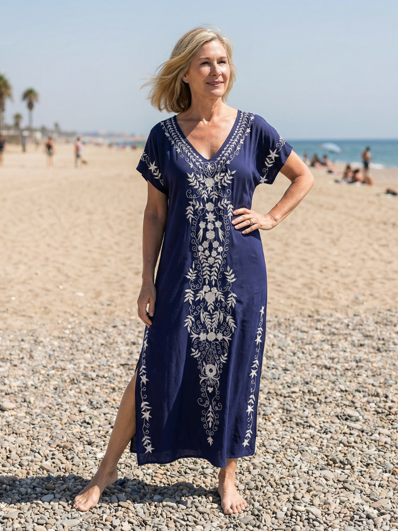 Elyra | Lekka Midi Sukienka z Długim Rękawem