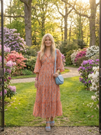 Amara | Sukienka midi z geometrycznym nadrukiem i dekoltem w serek