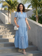 Brielle | Sukienka midi z dekoltem w serek i krótkim rękawem