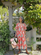 Zaria | Sukienka midi z dekoltem w serek i krótkim rękawem w wzór paisley