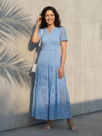 Brielle | Sukienka midi z dekoltem w serek i krótkim rękawem