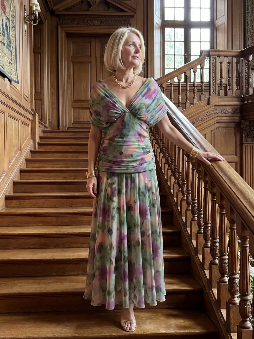 Calen | Sukienka Midi z Odkrytymi Ramionami