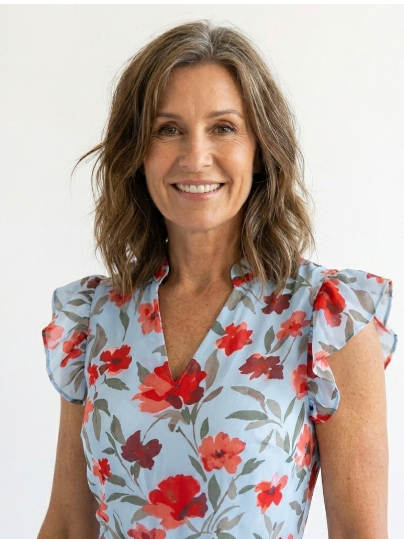 Lila | Kwiatowa sukienka midi z dekoltem w serek