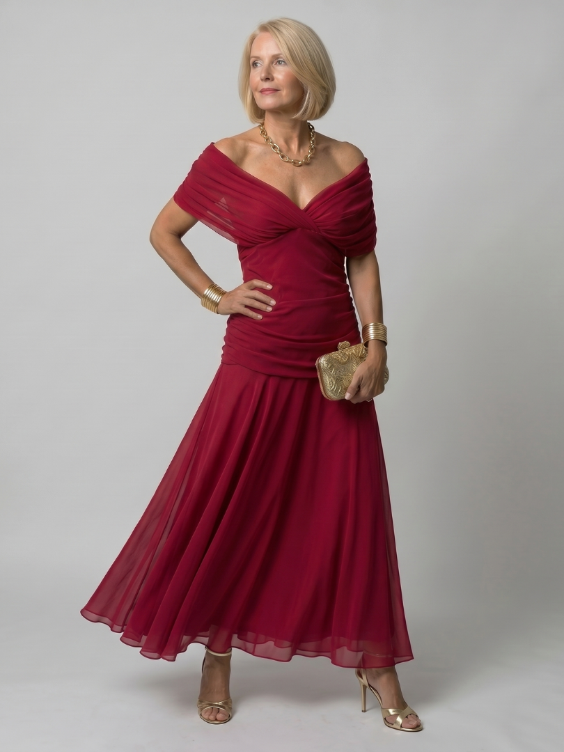 Calen | Sukienka Midi z Odkrytymi Ramionami