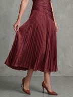 Theodora | Sukienka midi z plisowanym pasem i paskami