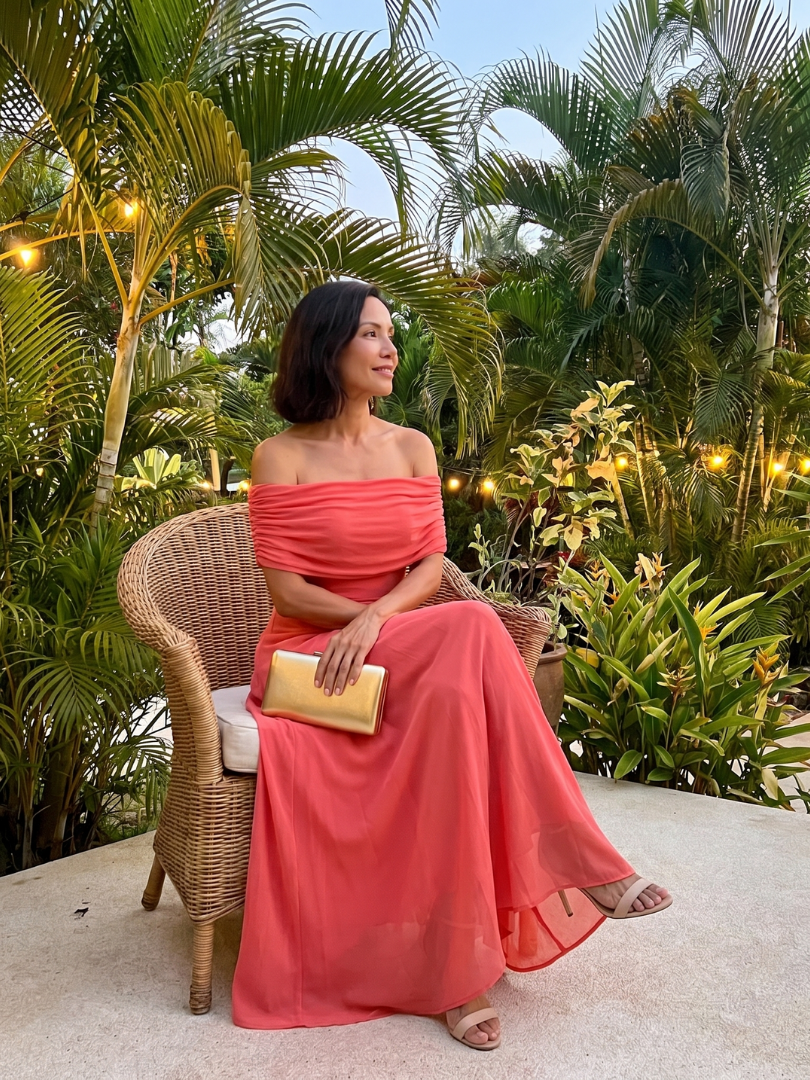 Czerwiec | Sukienka Midi z Odkrytymi Ramionami