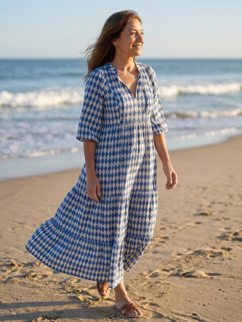 Elodie | Sukienka midi w diamentowy wzór