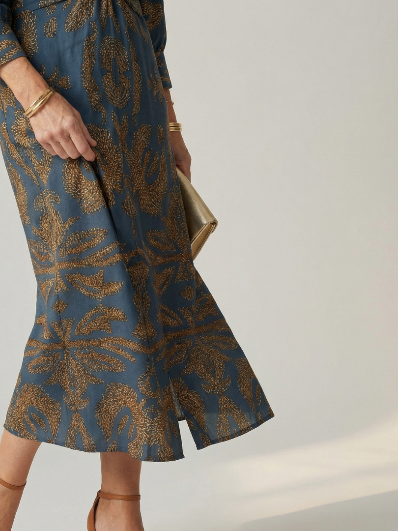 Lune | Naturalna Sukienka Midi z Zawiązaniem