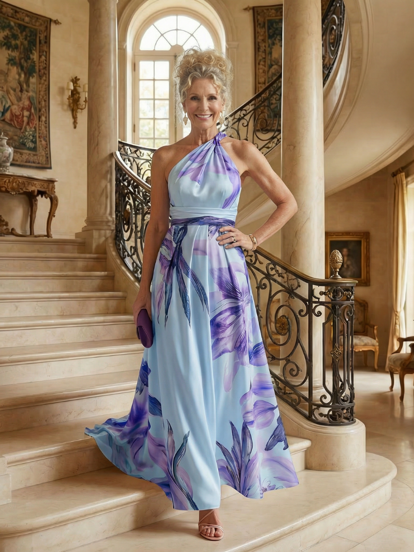 Amiel | Lekka Kwiatowa Sukienka Maxi