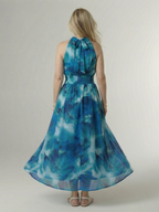 Sylin | Midi Sukienka z Halterem i Marszczeniem