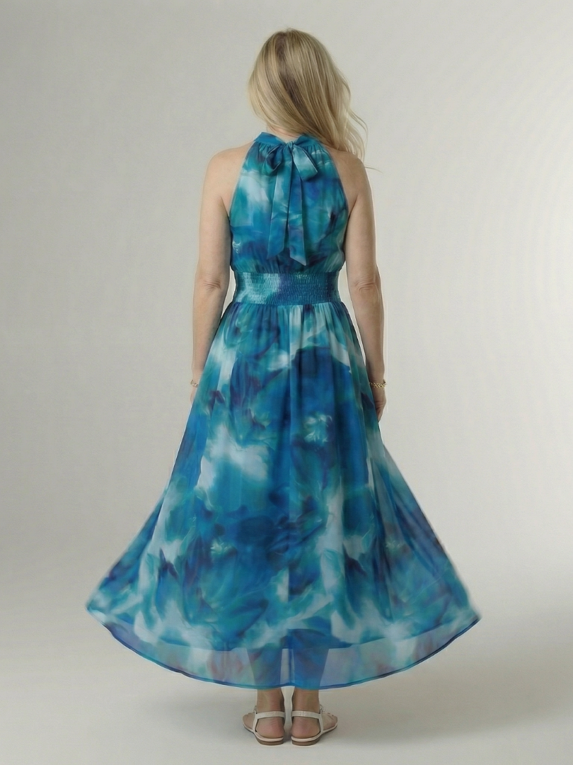 Sylin | Midi Sukienka z Halterem i Marszczeniem