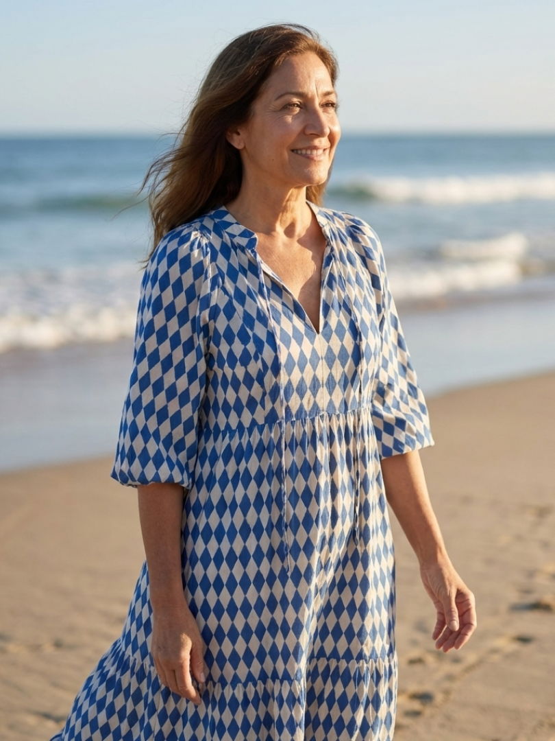 Elodie | Sukienka midi w diamentowy wzór