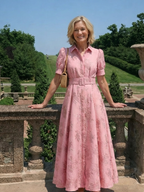 Xanthea | Sukienka koszulowa maxi z krótkim rękawem i paskiem w kwiaty