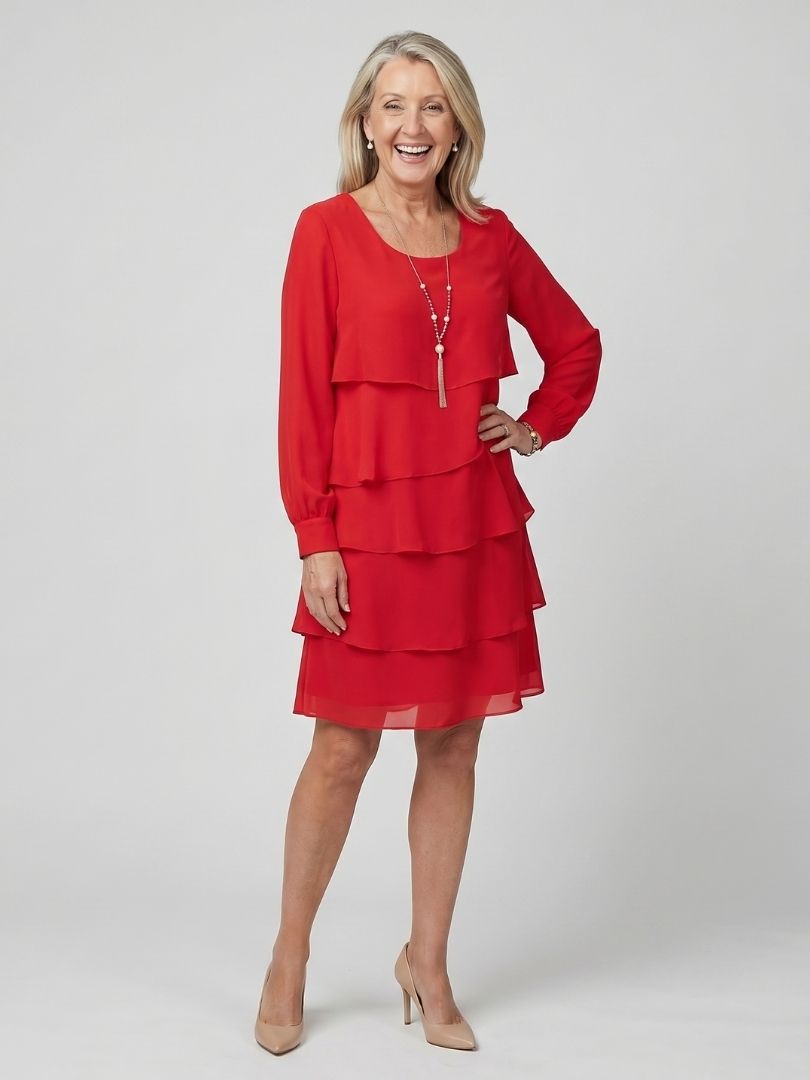 Kirax | Czysta, warstwowa sukienka do kolan