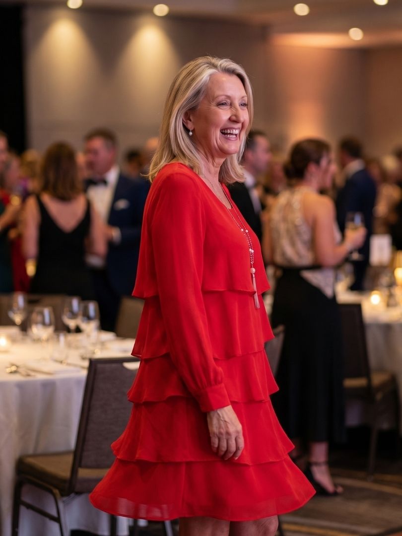 Kirax | Czysta, warstwowa sukienka do kolan