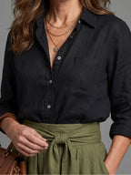 Vera | Dwuczęściowy zestaw czarna bluzka oliwkowa midi spódnica