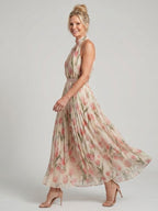 Aurelle | Sukienka Midi z Kwiatowym Wzorem na Halter