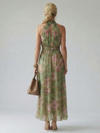 Mirelle | Midi Sukienka z Halterem i Marszczeniem