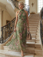 Mirelle | Midi Sukienka z Halterem i Marszczeniem