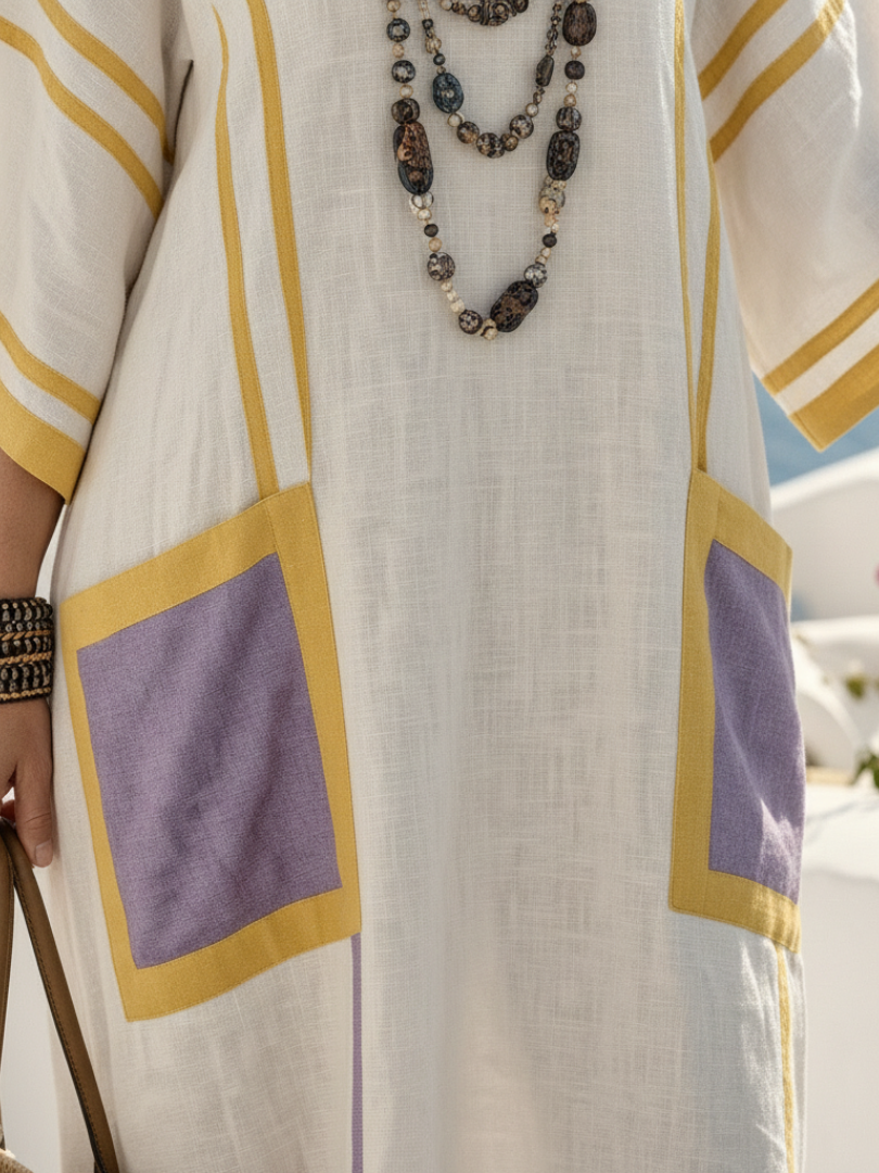 Zafira | Sukienka maxi z dekoltem w serek i krótkim rękawem