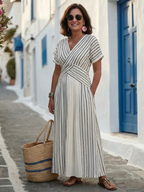 Cressida | Sukienka midi z dekoltem w serek i krótkim rękawem