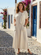 Elowyn | Sukienka maxi z okrągłym dekoltem i krótkim rękawem z kieszeniami